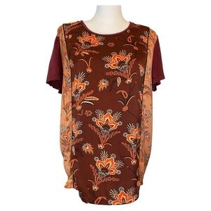 Scotch & Soda Linen/Polyester Floral Print Top Loose Fit Short Sleeve‎ Size L